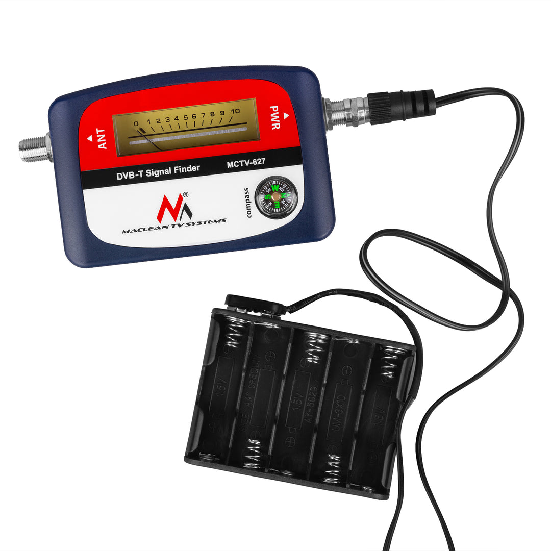 Maclean DVB-T TV metr, pouzdro, kabel 25 cm F-F, MCTV-627 + 10x AA Varta Industrial baterie
