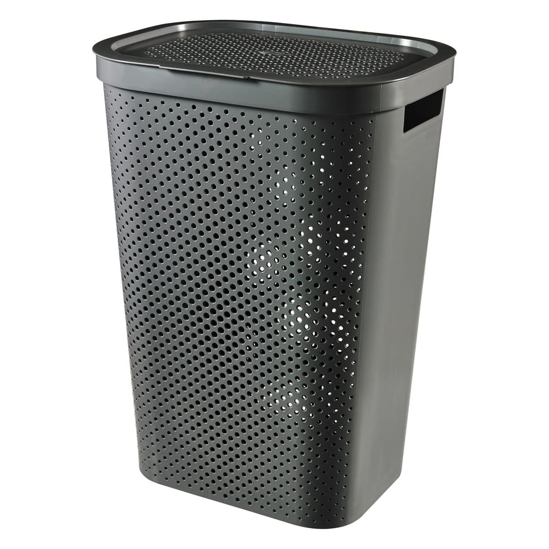 Curver Infinity Recyklovaný koš na prádlo, objem 40 l, tmavě šedý, 100% recyklovaný, 245675 + Curver Infinity Recyklovaný koš na prádlo 60 l