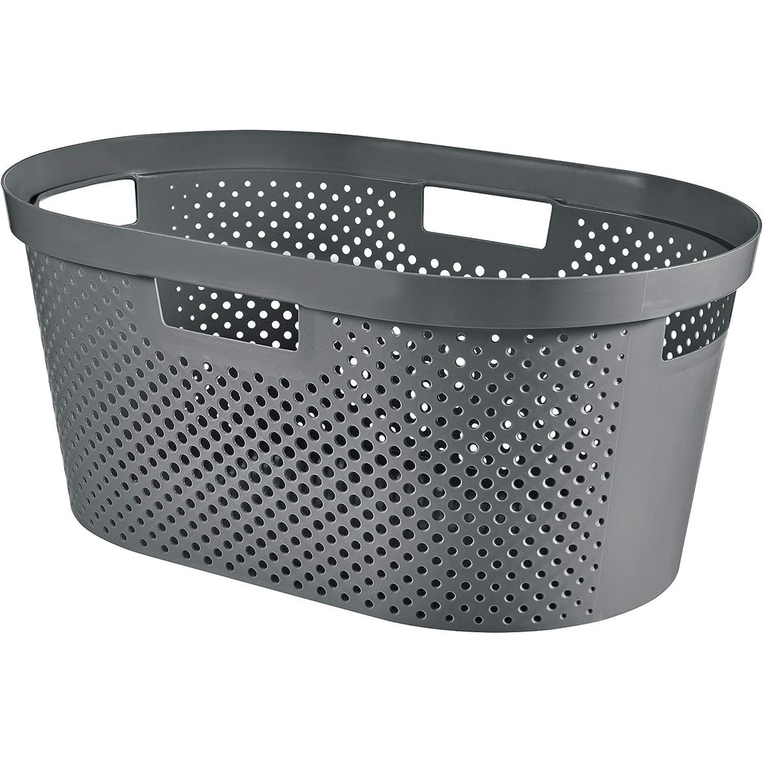 Curver Infinity Recyklovaný koš na prádlo, objem 40 l, tmavě šedý, 100% recyklovaný, 245675 + Curver Infinity Recyklovaný koš na prádlo 60 l