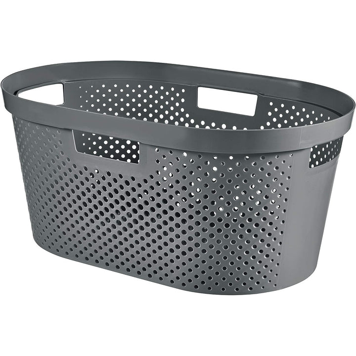 Curver Infinity Recyklovaný koš na prádlo, objem 40 l, tmavě šedý, 100% recyklovaný, 245675 + Curver Infinity Recyklovaný koš na prádlo 60 l