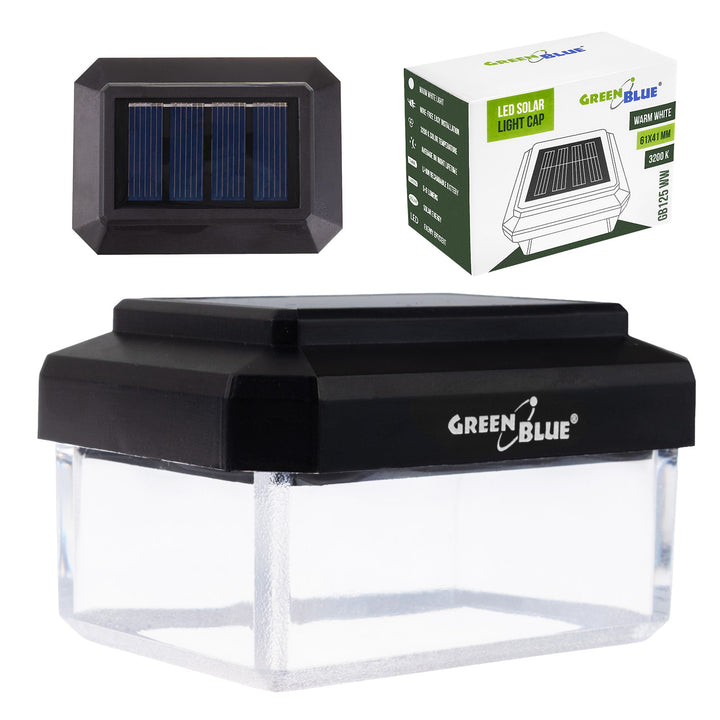 Solární LED lampa na sloupek GreenBlue, 60 × 40 mm, obloukový kryt, 3200 K, GB125 WW