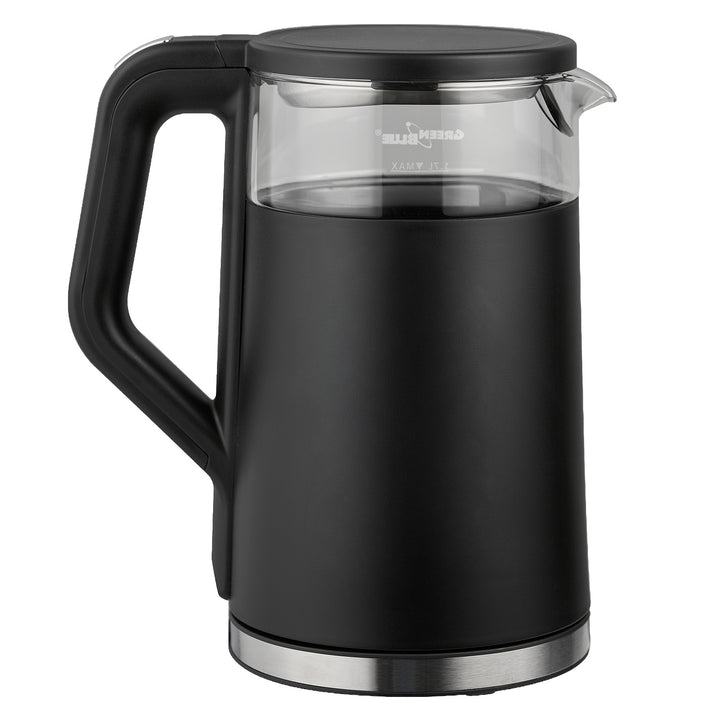 Bezdrátová rychlovarná konvice GreenBlue, objem 1,7 l, skleněná nádoba na vodu, přehledný displej, volba teploty, 2200 W, GB670 B