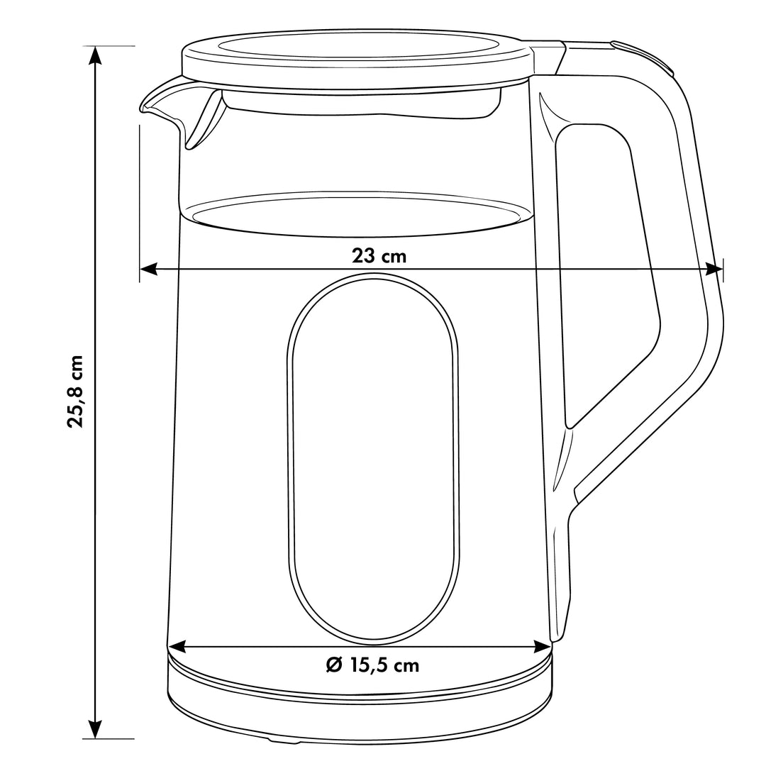 Bezdrátová rychlovarná konvice GreenBlue, objem 1,7 l, skleněná nádoba na vodu, přehledný displej, volba teploty, 2200 W, GB670 B