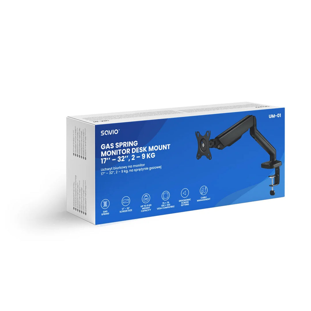 Stolní držák pro monitor SAVIO 17-32'', 2-9 kg, na plynové pružině, UM-01