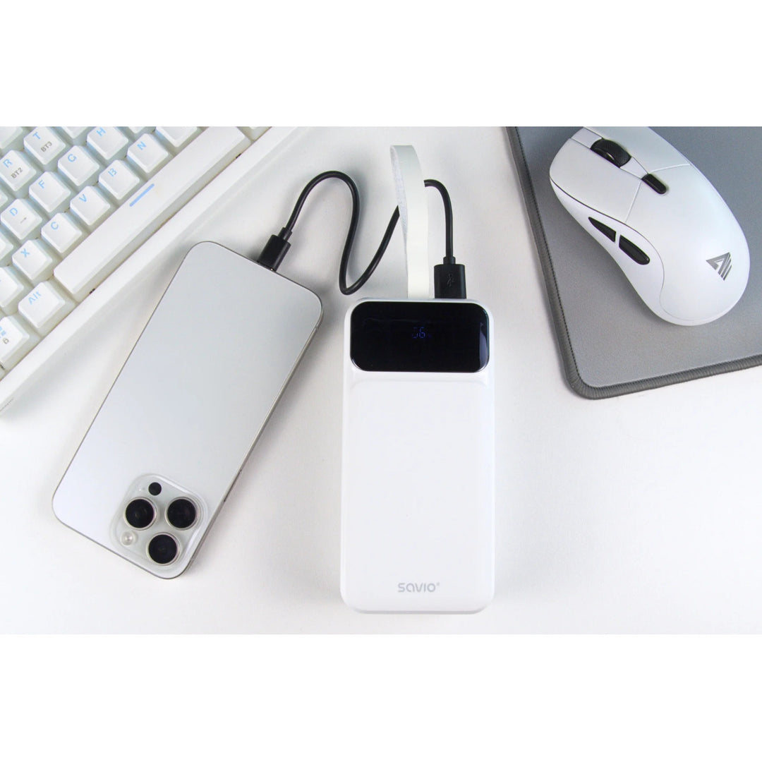 Powerbanka SAVIO, 2 porty USB, 1 port USB-C, rychlé nabíjení, Power Delivery, SAVBA-11
