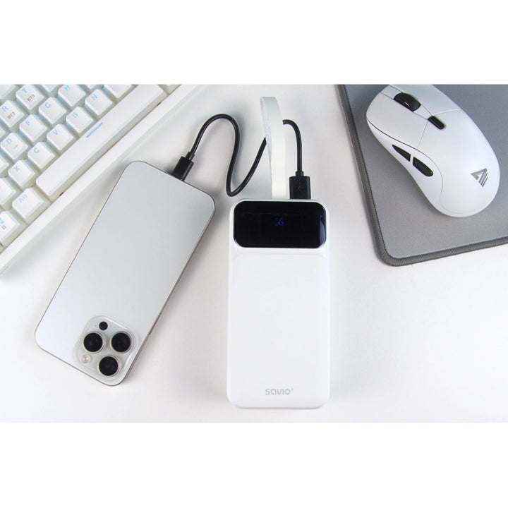 Powerbanka SAVIO, 2 porty USB, 1 port USB-C, rychlé nabíjení, Power Delivery, SAVBA-11