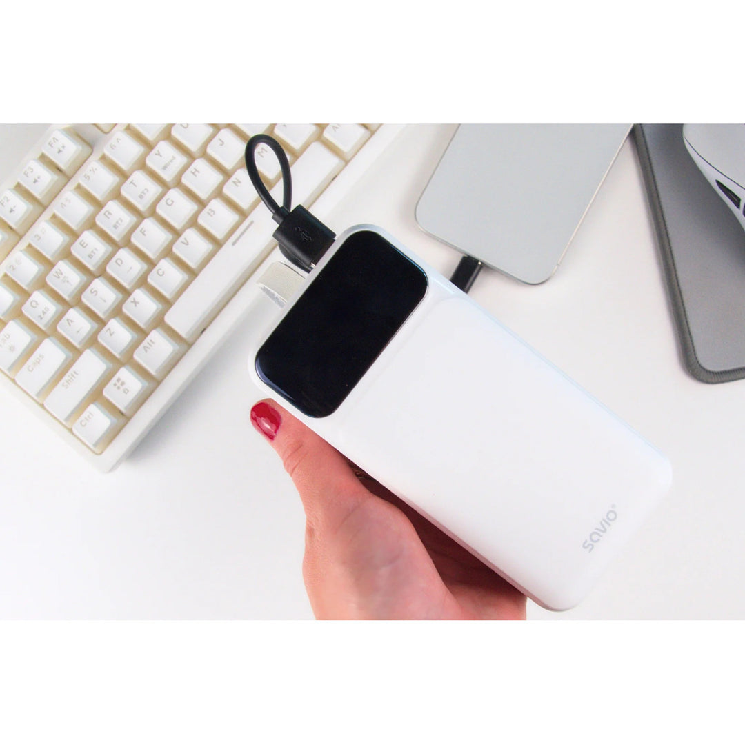 Powerbanka SAVIO, 2 porty USB, 1 port USB-C, rychlé nabíjení, Power Delivery, SAVBA-11