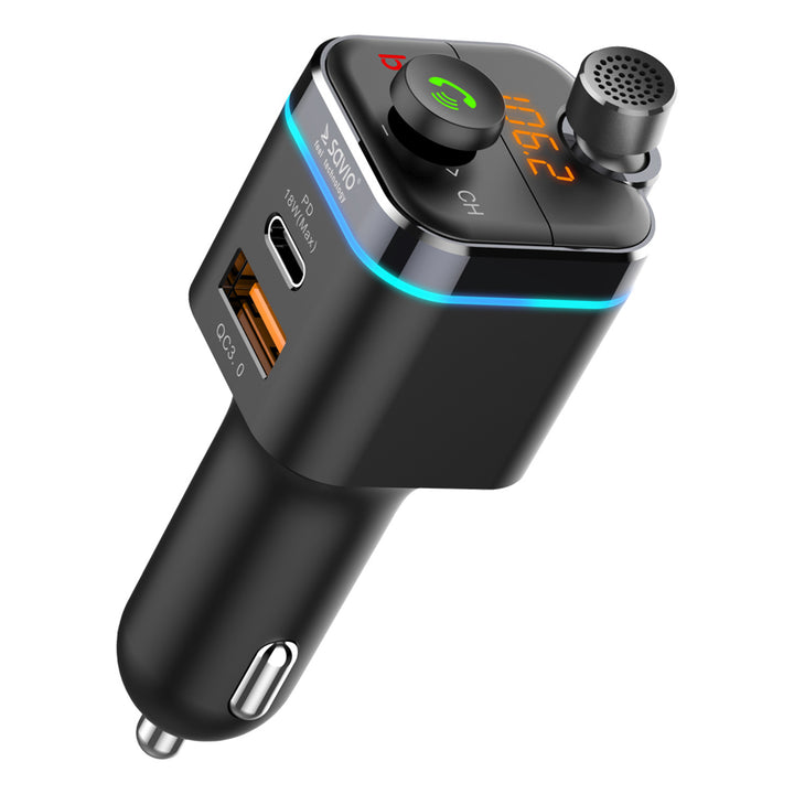 Savio MP3 transmitter do auta, Bluetooth 5.0, funkce nabíjení, černý, SAVFMTRANSTR-12