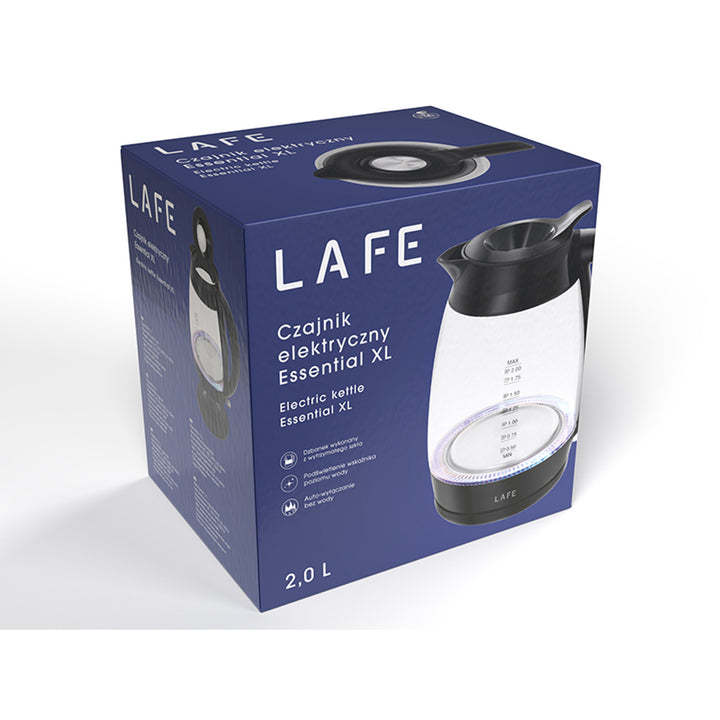 Rychlovarná konvice Lafe, příkon 2200 W, objem 2 l, sklo, Essential XL