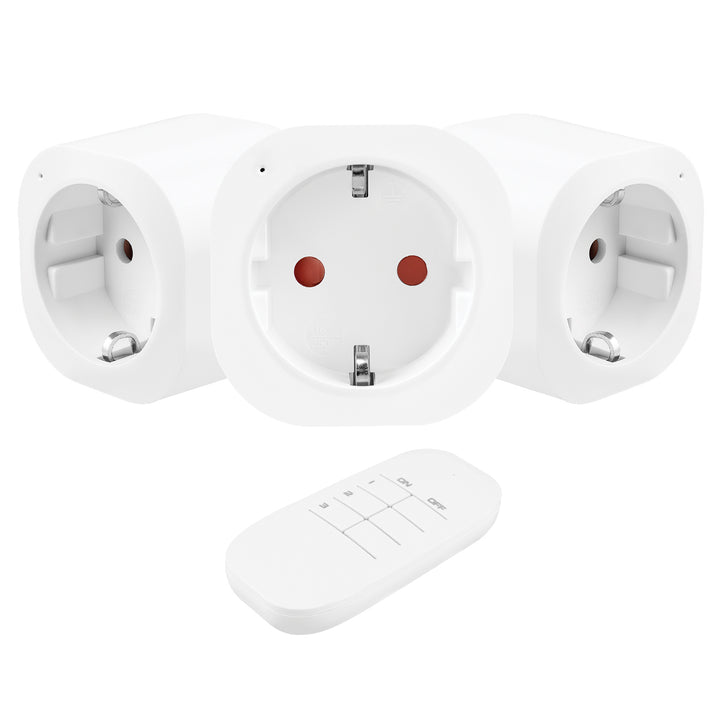 Dálkově ovládané zásuvky GreenBlue, 3 ks, programovatelné, dosah až 30 m, 220–240 V AC, 50/60 Hz, 16 A, 433 MHz, GB313 F