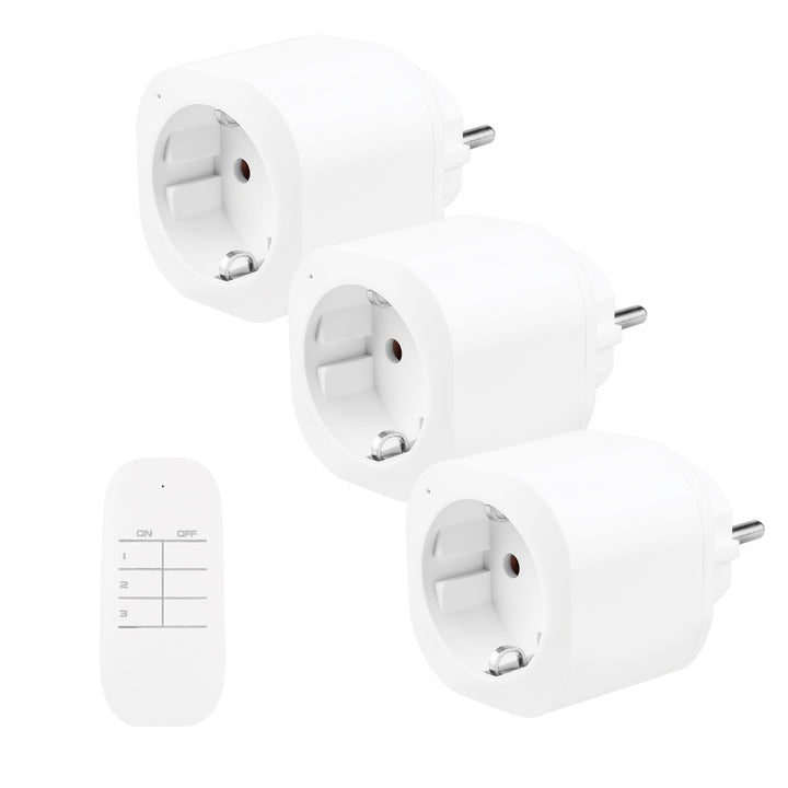 Dálkově ovládané zásuvky GreenBlue, 3 ks, programovatelné, dosah až 30 m, 220–240 V AC, 50/60 Hz, 16 A, 433 MHz, GB313 F