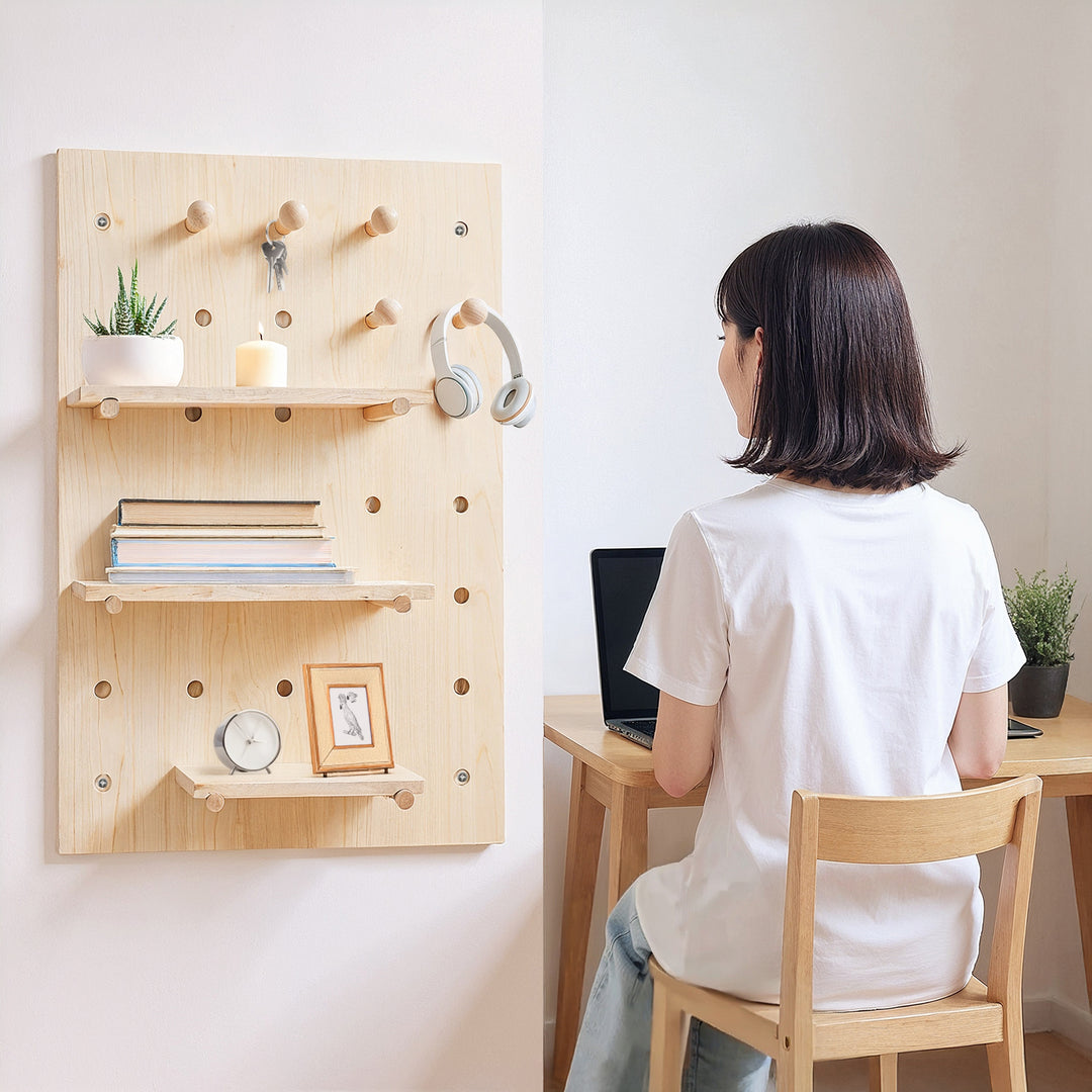 Dřevěný organizér na tabuli Maclean, barva světlého dřeva, 40x60cm, max. 20kg, MC-130 WD, 2 kusy