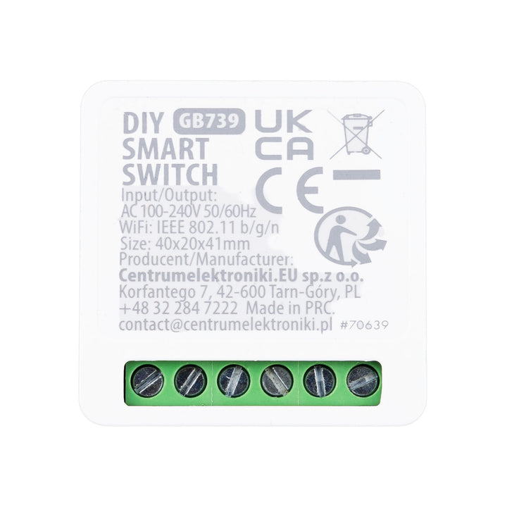 Zapuštěný WiFi relé GreenBlue, Android/iOS/Alexa/Google Home, 100–240 V střídavého proudu, 50/60 Hz, max. 16 A, pro LED 150 W, GB739