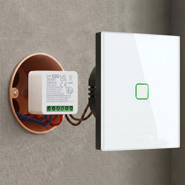 Zapuštěný WiFi relé GreenBlue, Android/iOS/Alexa/Google Home, 100–240 V střídavého proudu, 50/60 Hz, max. 16 A, pro LED 150 W, GB739