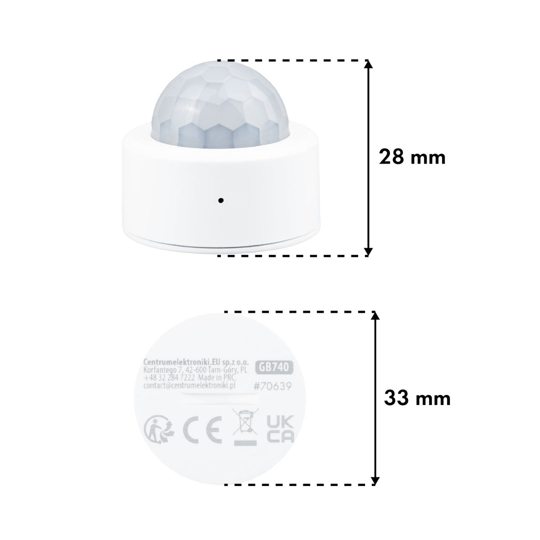 Bezdrátový pohybový senzor Zigbee Tuya GreenBlue, Android/iOS, CR2450 DC 3,0 V, úhel detekce 120° / do 8 m, GB740