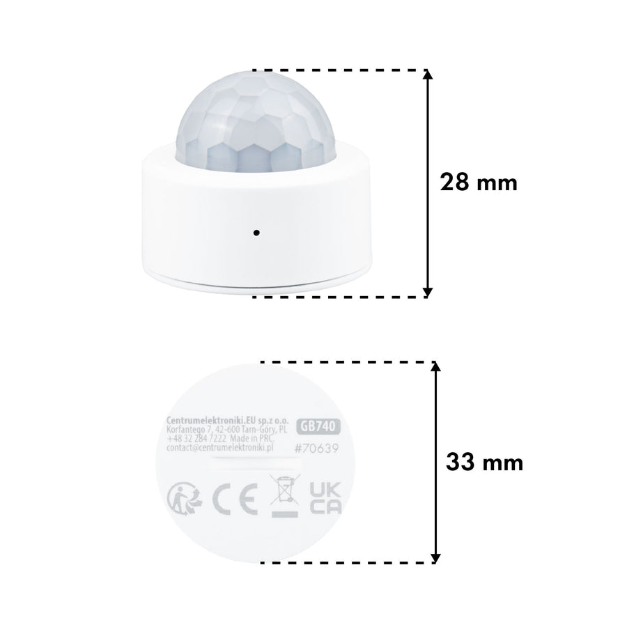 Bezdrátový pohybový senzor Zigbee Tuya GreenBlue, Android/iOS, CR2450 DC 3,0 V, úhel detekce 120° / do 8 m, GB740
