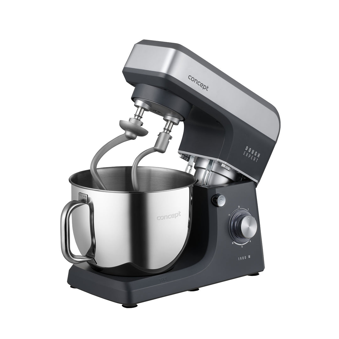 Kuchyňský robot Concept Dough Expert s planetárním mícháním, výkon 1900 W, dvojitý hnětací hák, funkce vyhřívání mísy, 6 různých rychlostí, RM6010