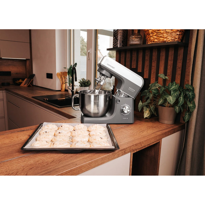 Kuchyňský robot Concept Dough Expert s planetárním mícháním, výkon 1900 W, dvojitý hnětací hák, funkce vyhřívání mísy, 6 různých rychlostí, RM6010