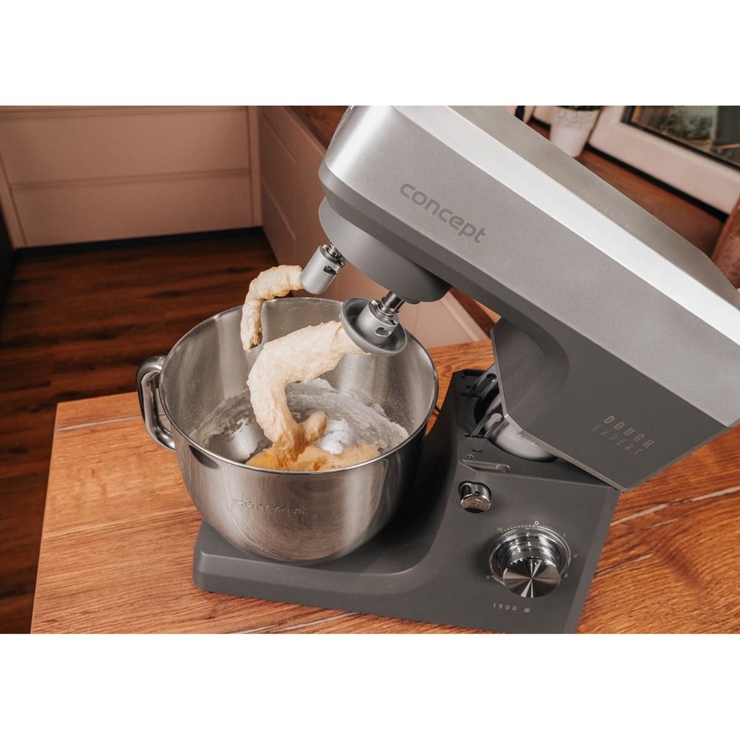 Kuchyňský robot Concept Dough Expert s planetárním mícháním, výkon 1900 W, dvojitý hnětací hák, funkce vyhřívání mísy, 6 různých rychlostí, RM6010