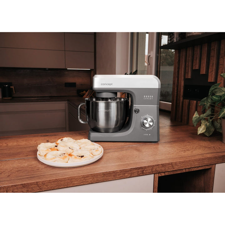 Kuchyňský robot Concept Dough Expert s planetárním mícháním, výkon 1900 W, dvojitý hnětací hák, funkce vyhřívání mísy, 6 různých rychlostí, RM6010