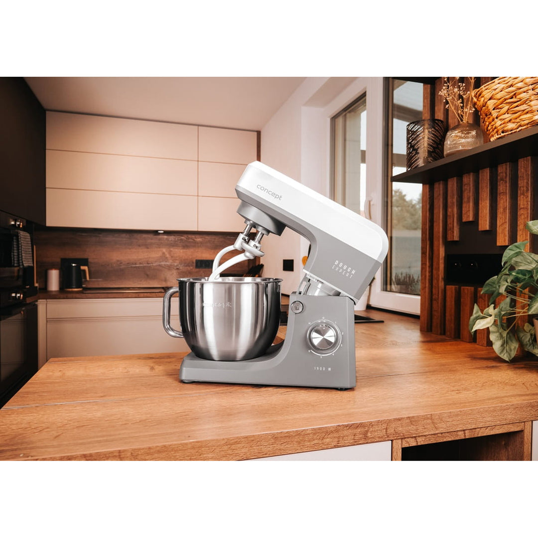 Kuchyňský robot Concept Dough Expert s planetárním mícháním, výkon 1900 W, dvojitý hnětací hák, funkce vyhřívání mísy, 6 různých rychlostí, RM6010