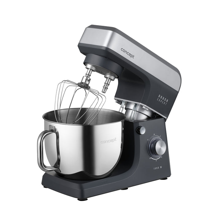 Kuchyňský robot Concept Dough Expert s planetárním mícháním, výkon 1900 W, dvojitý hnětací hák, funkce vyhřívání mísy, 6 různých rychlostí, RM6010
