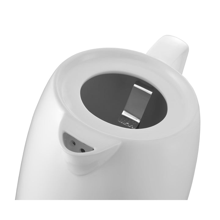 Keramická elektrická konvice Concept, objem 1 l, 1200 W, bílá barva, konektor Strix, filtr proti usazování vodního kamene, otočná základna, RK0085