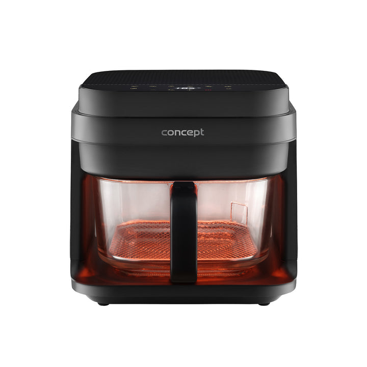 Bezolejová fritéza Concept Glass&Fast, objem 5,5 l, 7 programů, dotykový LED displej, zdravý režim smažení, skleněná nádoba, FR5500