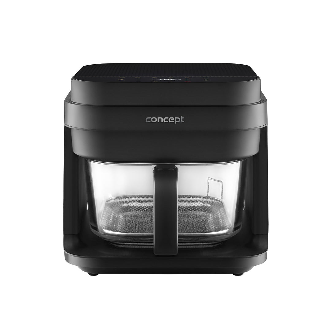 Bezolejová fritéza Concept Glass&Fast, objem 5,5 l, 7 programů, dotykový LED displej, zdravý režim smažení, skleněná nádoba, FR5500