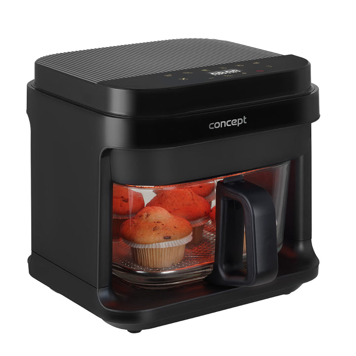 Bezolejová fritéza Concept Glass&Fast, objem 5,5 l, 7 programů, dotykový LED displej, zdravý režim smažení, skleněná nádoba, FR5500
