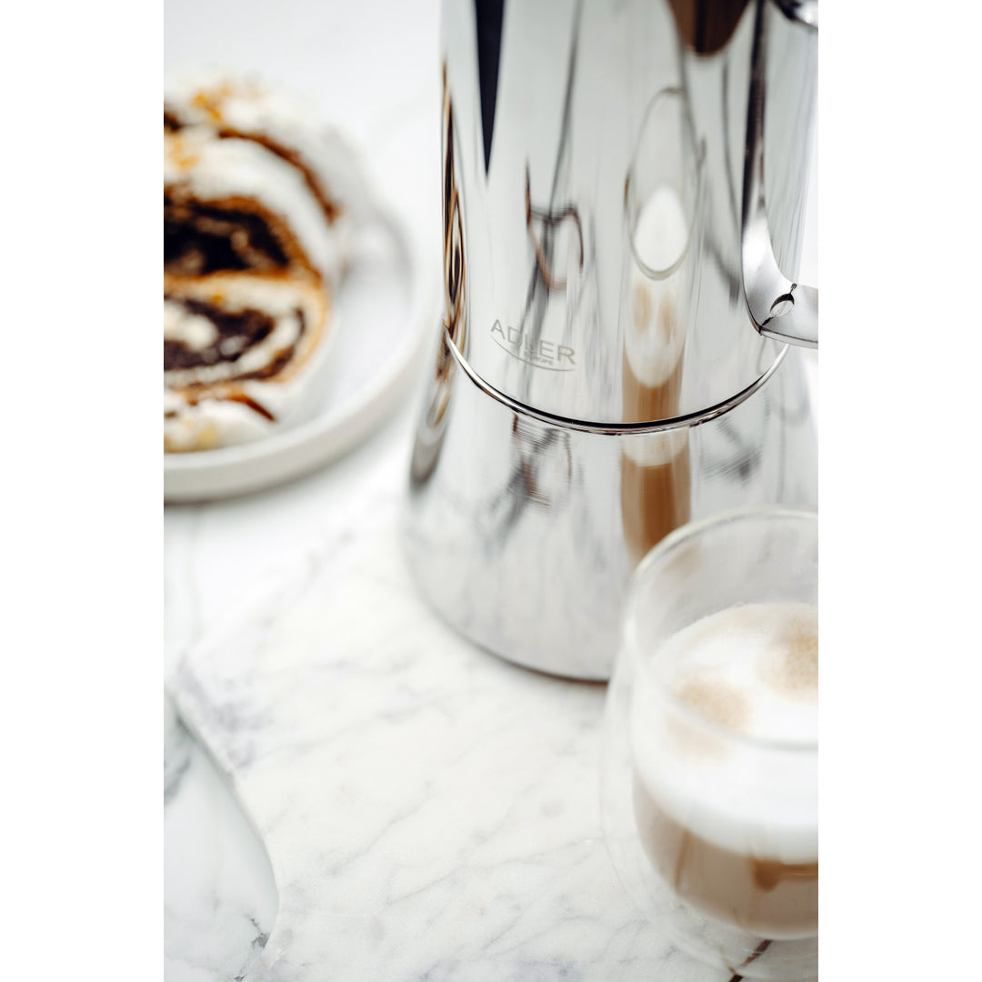 Kávovar Adler, kávovar na espresso, objem 620 ml, stříbrná ocelová barva, AD 4417