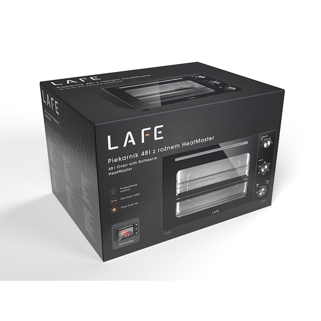 Elektrická trouba Lafe, objem 48 l, výkon 1800 W, horkovzdušná trouba, HeatMaster