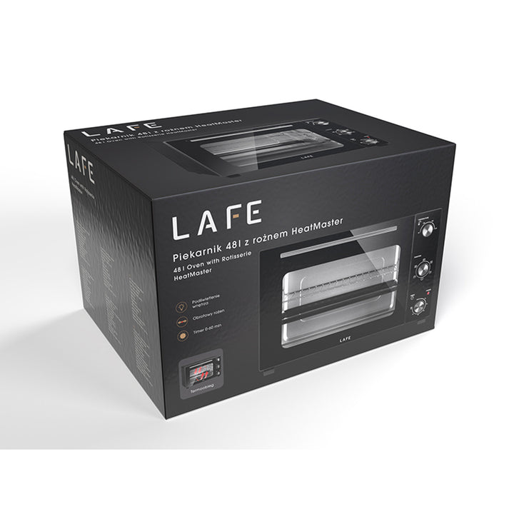 Elektrická trouba Lafe, objem 48 l, výkon 1800 W, horkovzdušná trouba, HeatMaster