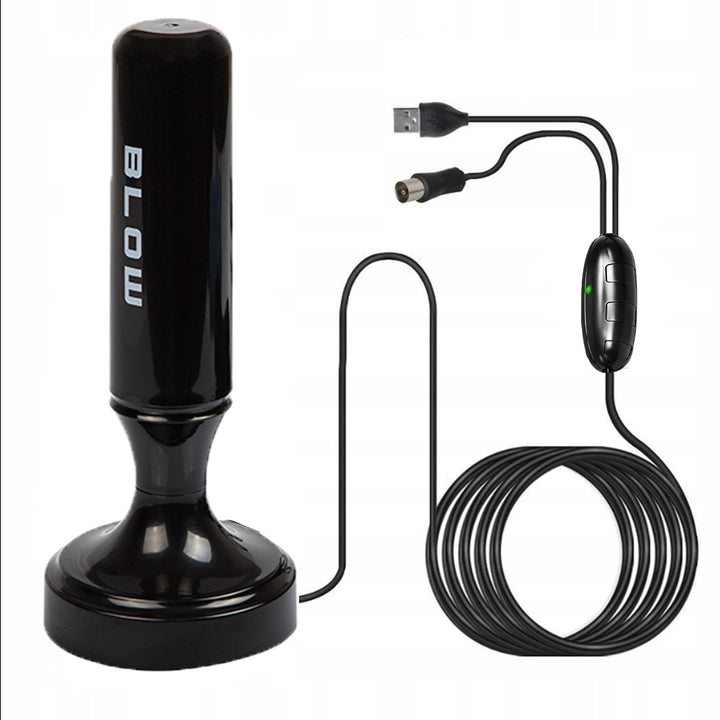 Anténa DVB-T Blow, aktivní vnitřní, zisk 28 dB, vestavěný filtr LTE, příjem v pásmu 168–790 MHz, 21–040#