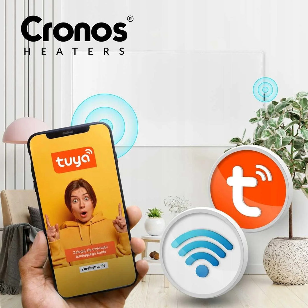 Infračervený ohřívač Cronos, 800 W, ideální pro alergiky, matný povrch, ultratenký, vestavěný termostat a dálkové ovládání pomocí telefonu nebo dálkového ovladače, Carbon P800 TWP