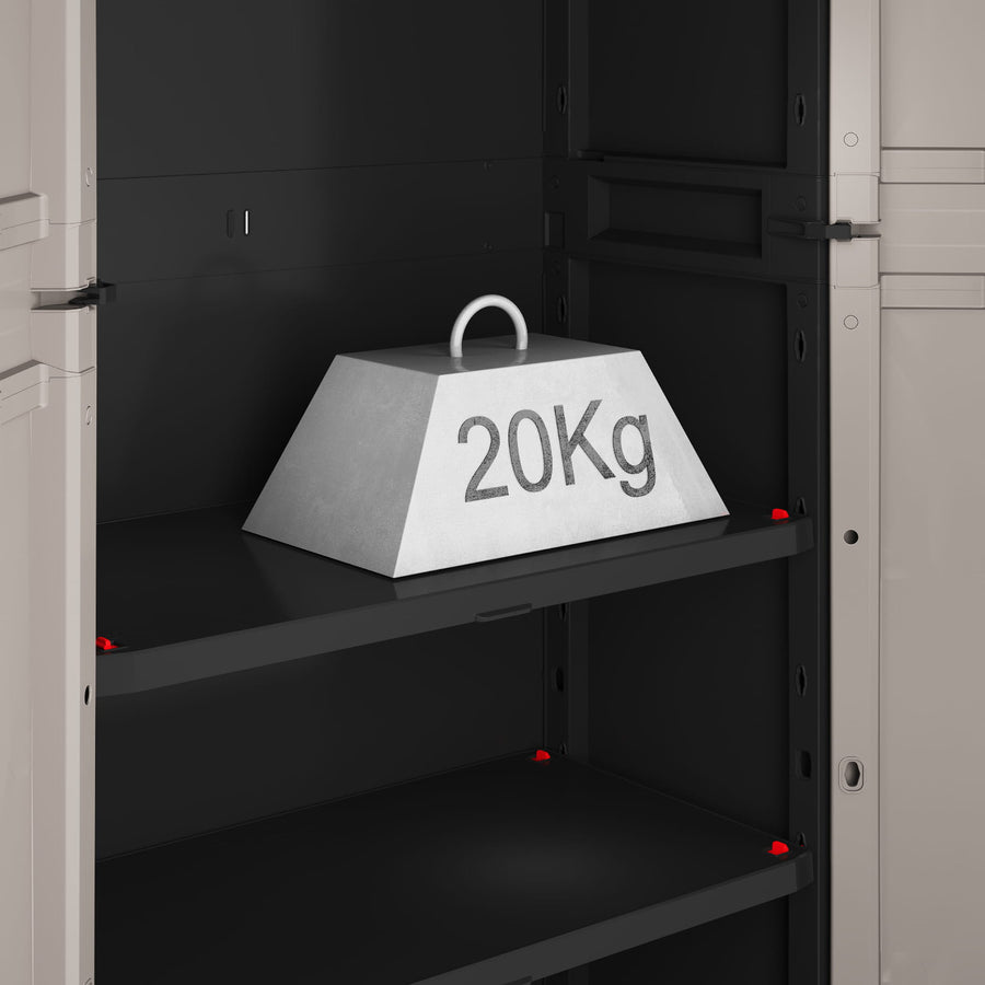 Nízká skříň Keter, nastavitelné police, zesílená konstrukce, barva: šedá/černá, Pro