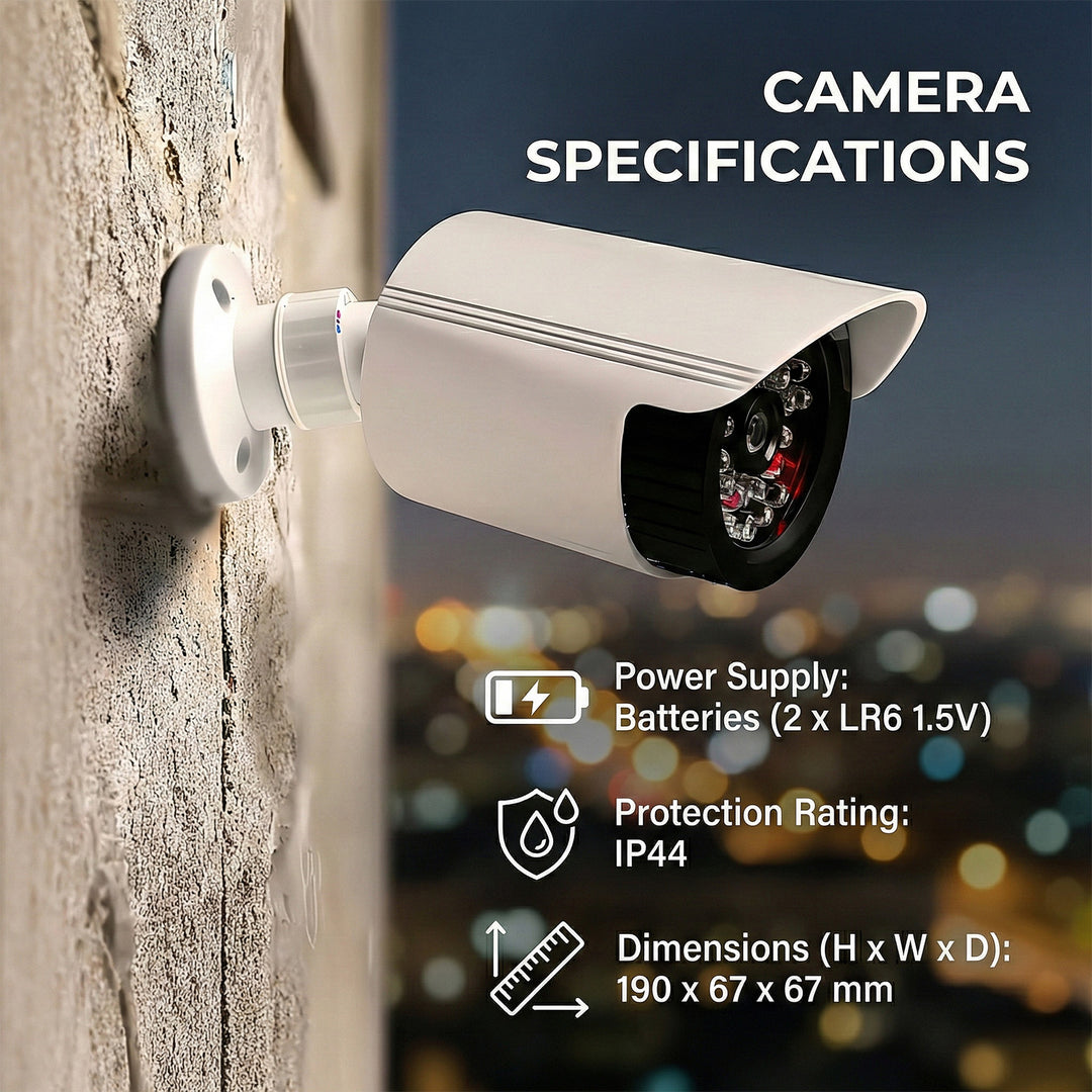 Sada dvou atrap tubusových kamer, IR LED diody, bílé, napájení 2xAA (v sadě), ABS, IR1800 WT