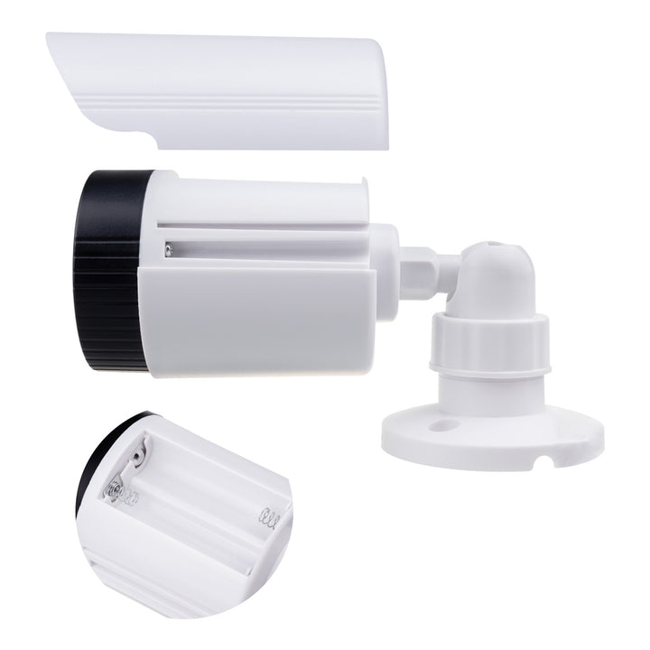 Atrapa kamery tubowej, diody IR LED, biała, zasilanie 2xAA (w zestawie), ABS, IR1800 W