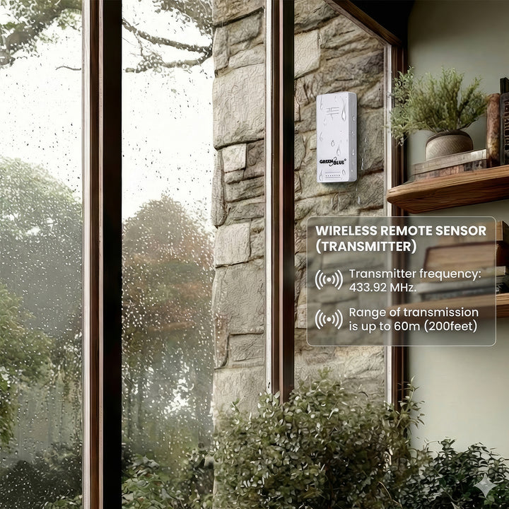 Bezdrátová meteorologická stanice GreenBlue, teplota IN/OUT, hodiny, volba °C / °F, dosah až 60 m, GB162, 4x baterie AAA