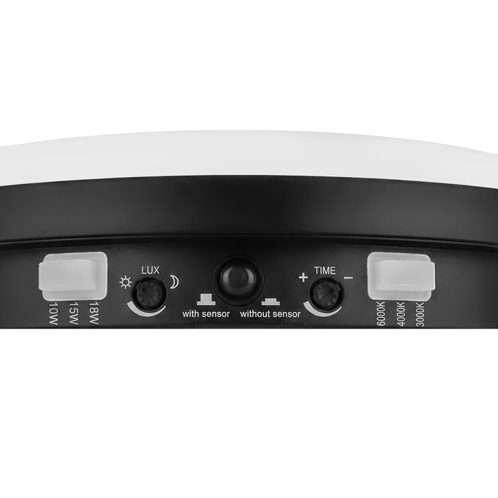 LED svítidlo s pohybovým senzorem Maclean, PIR senzor, černé, 10 W/15 W/18 W, IP65, možnost volby barevné teploty 3000/4000/6000 K, MCE535 B
