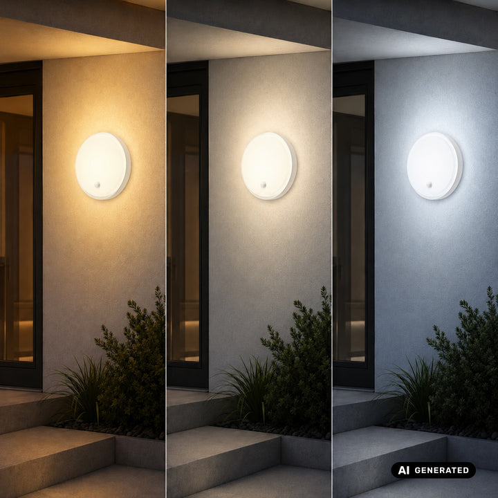 LED lampa s pohybovým senzorem Maclean, senzor PIR, bílá, 10 W/15/18 W, IP65, možnost změny barevné teploty 3000/4000/6000 K, MCE535 W