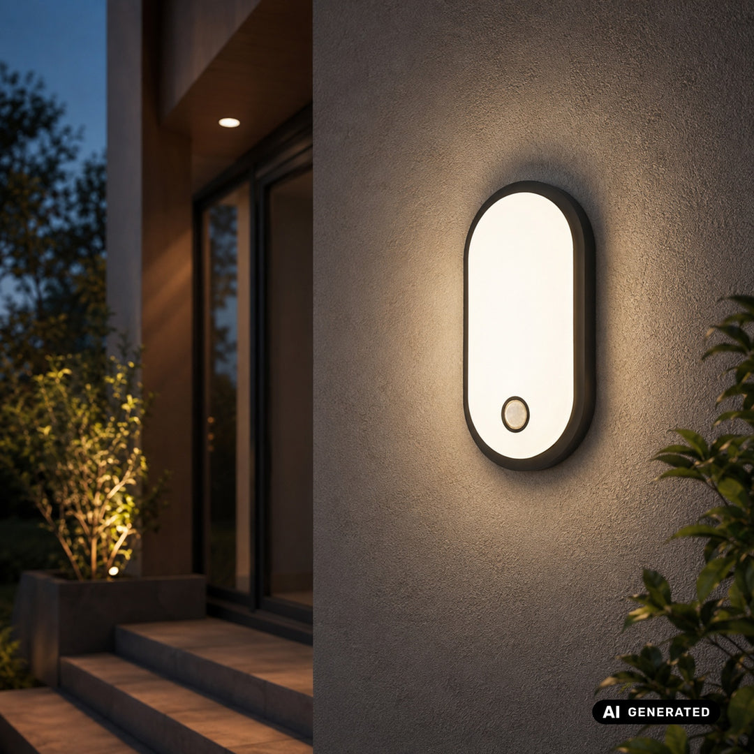 LED svítidlo s pohybovým senzorem Maclean, senzor PIR, černé, 10 W/15 W/18 W, IP65, možnost volby barevné teploty 3000/4000/6000 K, MCE534 B