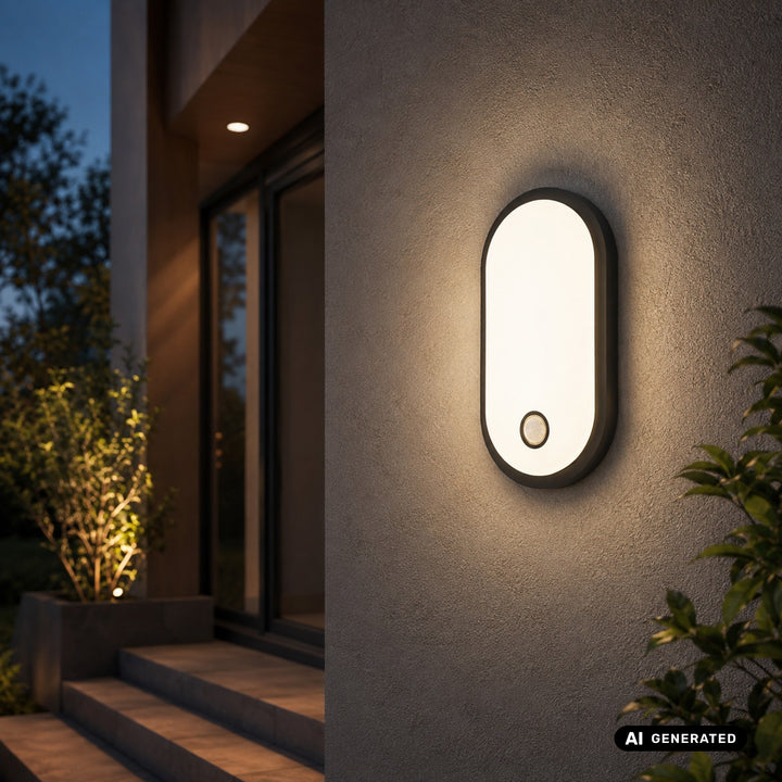 LED svítidlo s pohybovým senzorem Maclean, senzor PIR, černé, 10 W/15 W/18 W, IP65, možnost volby barevné teploty 3000/4000/6000 K, MCE534 B