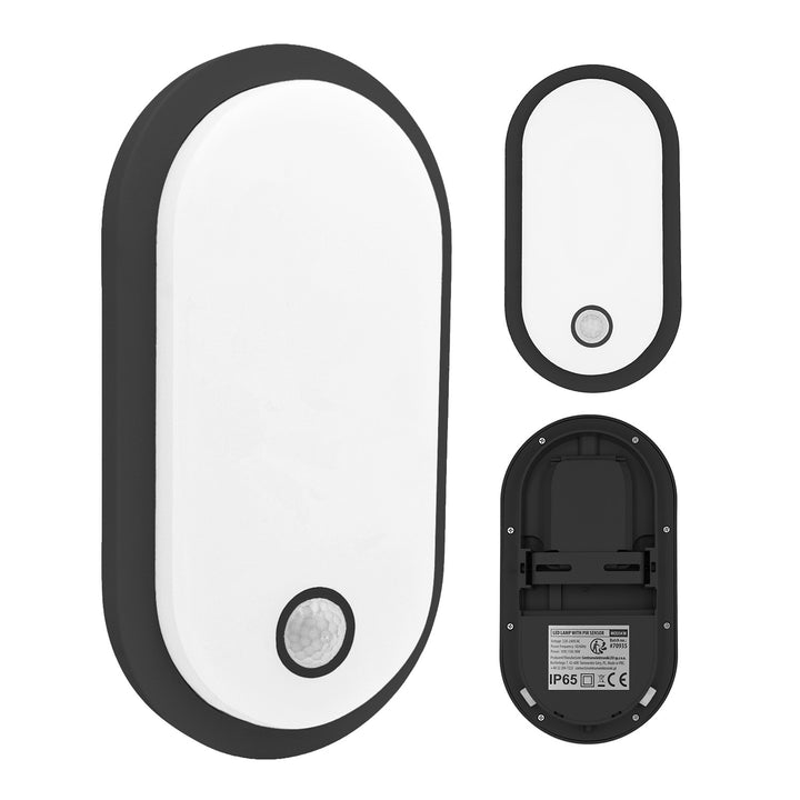LED svítidlo s pohybovým senzorem Maclean, senzor PIR, černé, 10 W/15 W/18 W, IP65, možnost volby barevné teploty 3000/4000/6000 K, MCE534 B