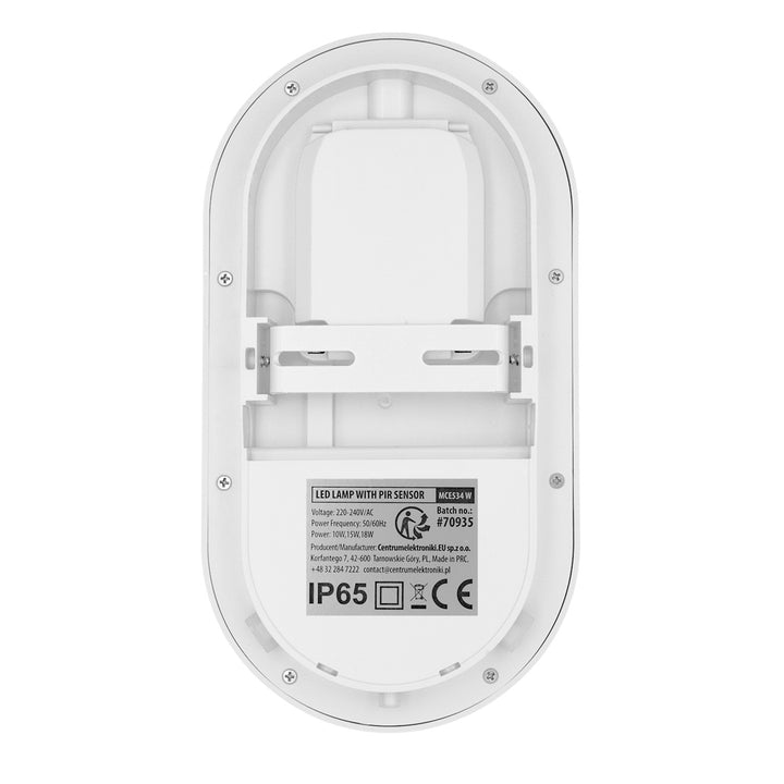 LED svítidlo s pohybovým čidlem Maclean, PIR čidlo, bílé, 10 W/15/18 W, IP65, možnost změny barevné teploty 3000/4000/6000 K, MCE534 W