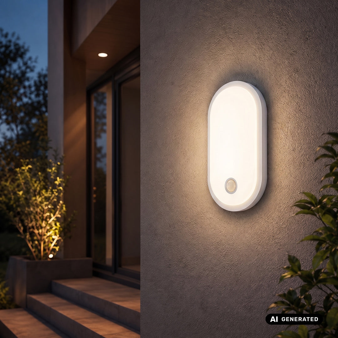 LED svítidlo s pohybovým čidlem Maclean, PIR čidlo, bílé, 10 W/15/18 W, IP65, možnost změny barevné teploty 3000/4000/6000 K, MCE534 W