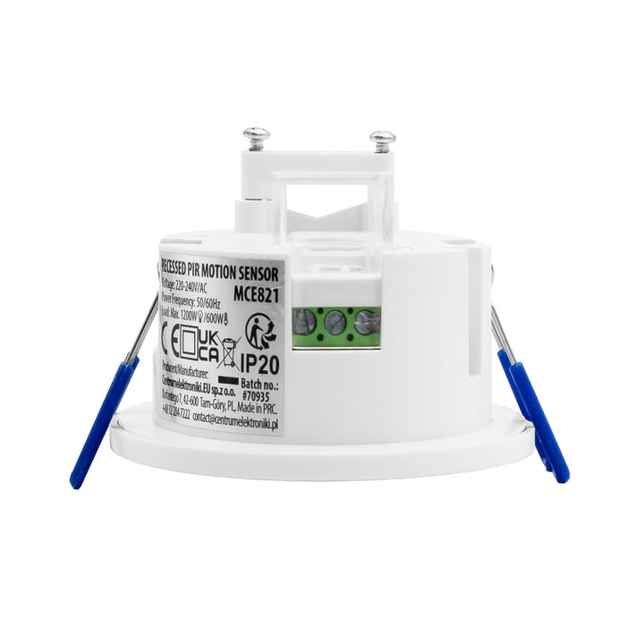 PIR pohybový senzor Maclean, pro zapuštěnou montáž, dosah 8 m, 600 W/1200 W, 220–240 V AC, 50/60 Hz, MCE821