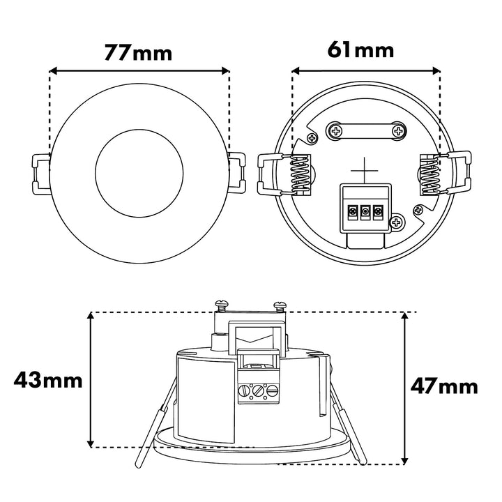 PIR pohybový senzor Maclean, pro zapuštěnou montáž, dosah 8 m, 600 W/1200 W, 220–240 V AC, 50/60 Hz, MCE821