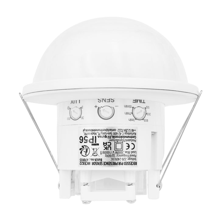 PIR snímač přítomnosti Maclean, pro vestavbu, dosah 10 × 40 m, 1000 W/2000 W, 220–240 V AC, 50/60 Hz, IP54, MCE822