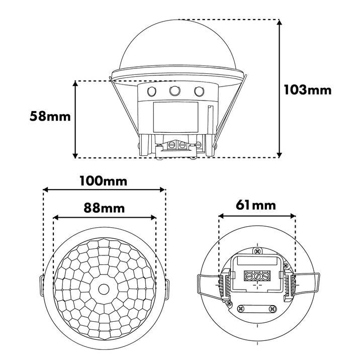 PIR snímač přítomnosti Maclean, pro vestavbu, dosah 10 × 40 m, 1000 W/2000 W, 220–240 V AC, 50/60 Hz, IP54, MCE822